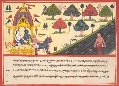 Krishna y Balarama junto a un río: Página de un Bhagavata Purana disperso, 1840 de Unbekannt