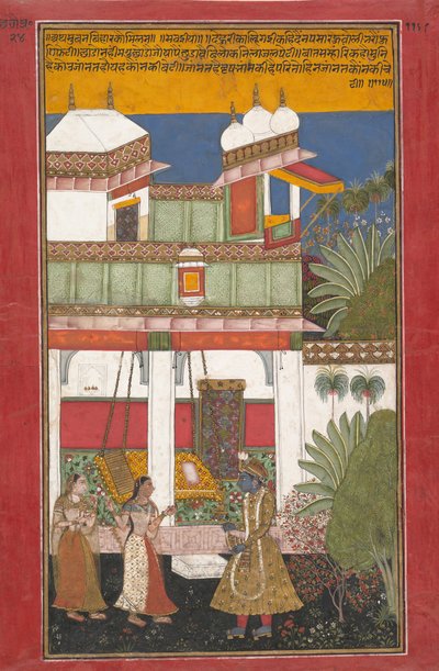 Krishna y Radha, Página de un Rasikapriya Disperso de Unbekannt