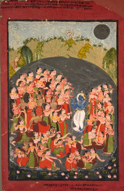 Krishna y las Gopis se reúnen para Rasamandala, c. 1720-1730 de Unbekannt