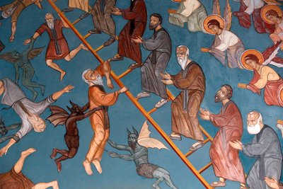 Monasterio de Kykkos, Chipre. La Escalera de la Ascensión Divina con los buenos a la derecha y los malos a la izquierda, 20150510, Pedoulas, Chipre de Unbekannt