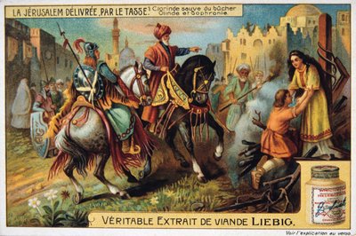 La Jerusalén liberada por el Tasso, Clorinde salvada del fuego. Siglo XIX de Unbekannt