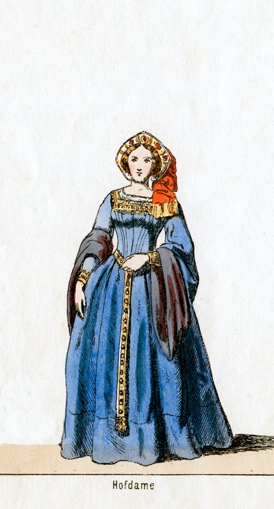 Dama de compañía, diseño de vestuario para la obra de Shakespeare, Enrique VIII, siglo XIX de Unbekannt