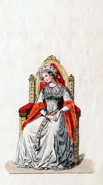 Dama de compañía, diseño de vestuario para la obra de Shakespeare, Enrique VIII, siglo XIX de Unbekannt