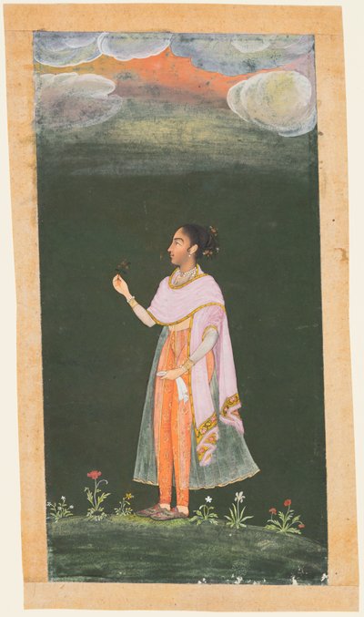 Dama sosteniendo una flor, c. 1670s-80s de Unbekannt