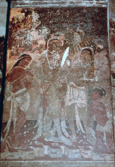 Dama en su tocador, fresco de cueva, Ajanta, India. Siglos I-V. Siglo XX de Unbekannt