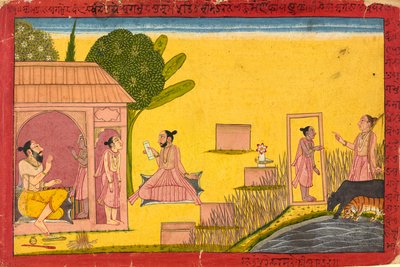Lakshmana en el ermita, folio de un Ramayana, ca. 1690-1710 de Unbekannt