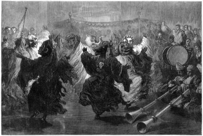 Danza Lama en Jummoo, realizada ante el Príncipe de Gales, 1876 de Unbekannt