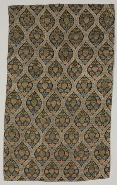 Fragmento de lampás con flores en celosía ogival, 1600s de Unbekannt