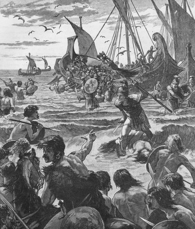 Desembarco de los romanos en la costa de Kent, 43 d.C., 1905 de Unbekannt