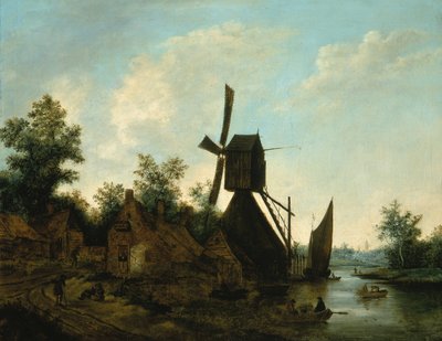 Paisaje con Molino de Viento, siglo XVII de Unbekannt