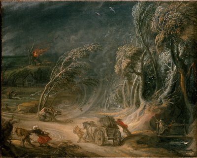 Paisaje: una tormenta, siglo XVIII de Unbekannt