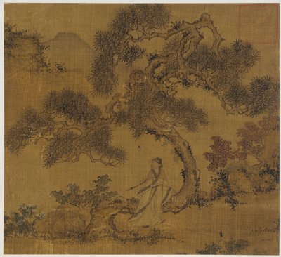 Paisaje: un hombre bajo un pino, dinastía Ming, 1368-1644 de Unbekannt