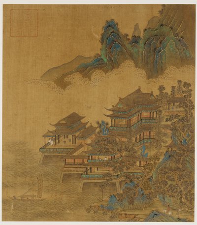 Paisaje: un palacio entre lago y montañas, dinastía Ming o Qing, siglo XVII de Unbekannt