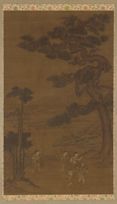 Paisaje: artesanos bajo un gran pino, dinastía Ming de Unbekannt