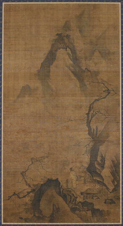 Paisaje: montaña y agua, una figura bajo un ciruelo, finales del siglo XVI-principios del siglo XVII de Unbekannt