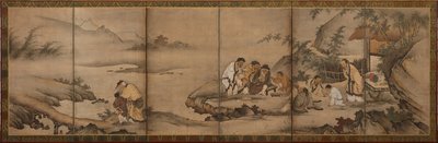 Paisaje: los Siete Sabios del Bosque de Bambú, período Momoyama, 1568-1615 de Unbekannt