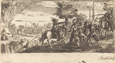 Paisaje con escena de batalla de Unbekannt