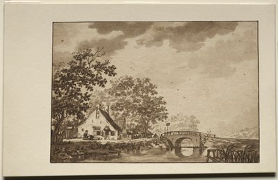 Paisaje con cabaña y puente, 1700s de Unbekannt