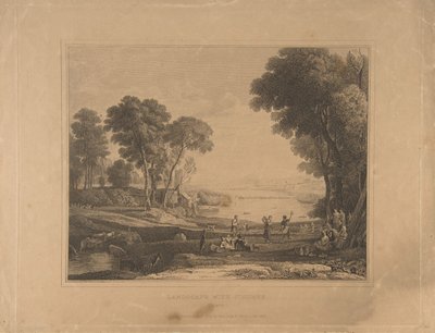 Paisaje con Figuras Después del Matrimonio de Isaac y Rebeca, 1648, publicado en 1830 de Unbekannt