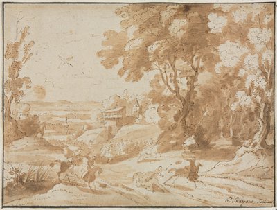 Paisaje con jinetes, 1600s de Unbekannt