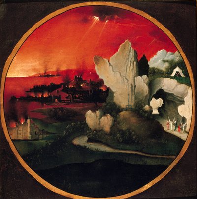 Paisaje con la Destrucción de Sodoma y Gomorra, 1520 de Unbekannt