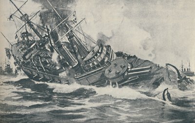 Últimos momentos del acorazado HMS Victoria hundiéndose de Unbekannt