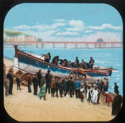 Lanzamiento del bote salvavidas, c. 1900 de Unbekannt
