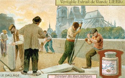 Colocación de losas en una calle de París, c1900 de Unbekannt