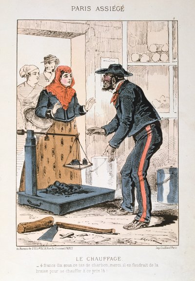 Le Chauffage, Sitio de París, 1870-1871 de Unbekannt