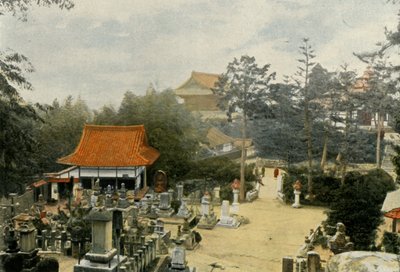 Le Cimetiere Kurodani a Kioto, Tumbas Esculpidas, Lápidas en el cementerio Kurodani, Kioto, 1900 de Unbekannt