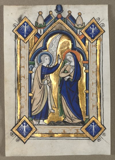 Hoja extraída de un salterio: La Anunciación, c. 1260 de Unbekannt