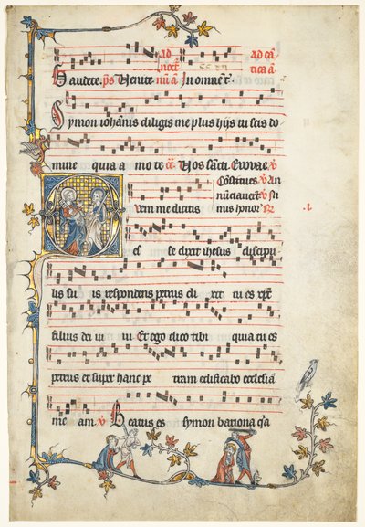 Hoja extraída de un antifonario: Inicial Q con Santos Pedro y Pablo, c. 1325 de Unbekannt