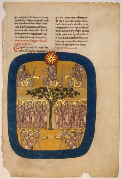 Hoja de un Manuscrito Beatus: Ángeles Contienen los Cuatro Vientos..., ca. 1180 de Unbekannt