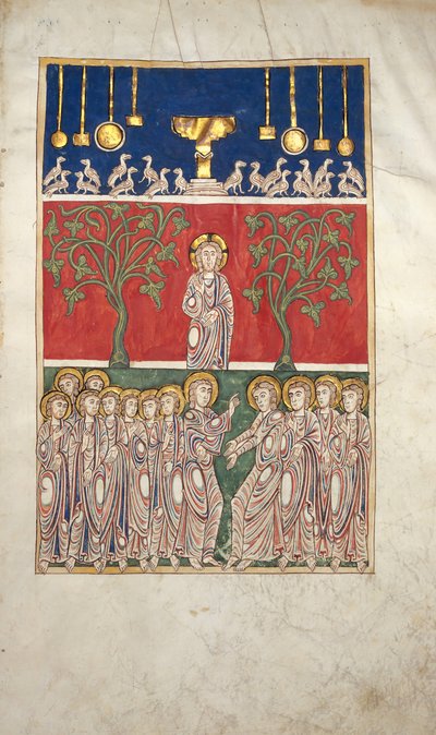Hoja de un manuscrito Beatus: la apertura del quinto sello de Unbekannt