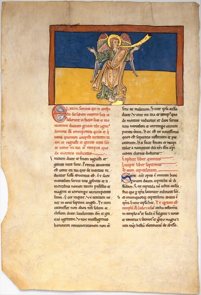 Hoja de un Manuscrito Beatus: el Séptimo Ángel Proclama el Reino del Señor, ca. 1180 de Unbekannt