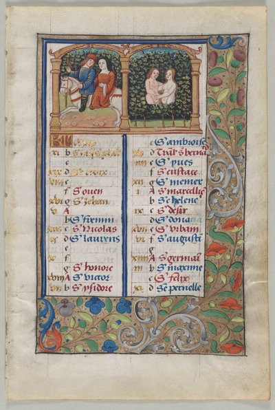 Hoja de un libro de horas: página del calendario para mayo recto, c. 1510 de Unbekannt