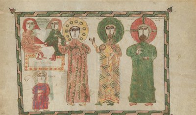 Hoja de un libro de evangelios con cuatro evangelistas de pie, 1290-1330 de Unbekannt