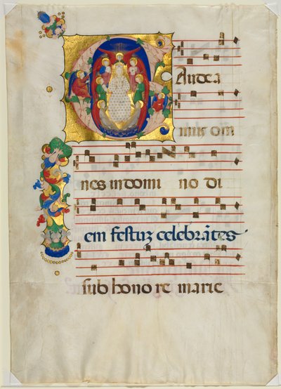 Hoja de un gradual con inicial historiada G: María como Reina del Cielo, c. 1425-1450 de Unbekannt