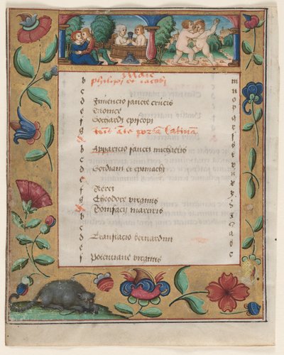 Hoja de un Salterio y Libro de Oraciones: Página del Calendario con Trabajos verso, c. 1524 de Unbekannt