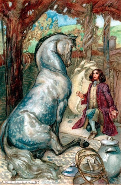 Lemuel Gulliver, abandonado tras un motín, se encuentra en el reino de los Houyhnhnms de Unbekannt