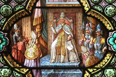 León XIII. La burbuja del rosario. Vidriera. Santuario de Nuestra Señora de la Salette, La Salette-Fallavaux, Francia de Unbekannt