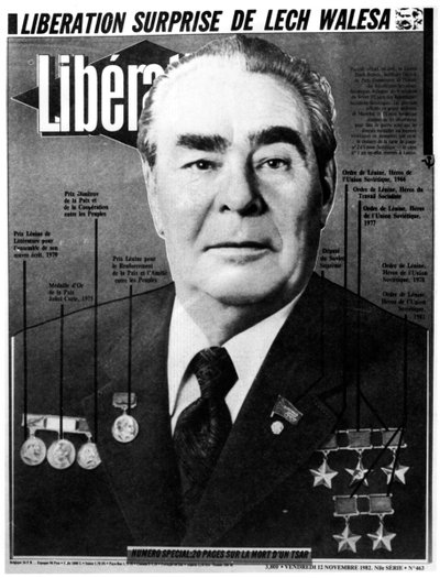 Leonid Brezhnev, líder soviético, portada de Liberation, 1982 de Unbekannt