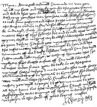 Carta del Rey Enrique VIII al Cardenal Wolsey (