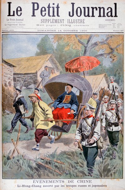 Li Hung-chang escoltado por tropas rusas y japonesas, China, 1900 de Unbekannt