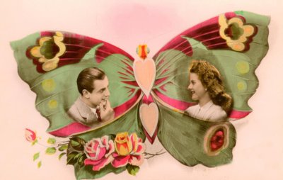 Pareja de enamorados en una mariposa de Unbekannt