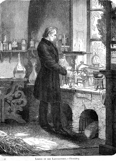 Liebig en su laboratorio-Química, mediados del siglo XIX c1885 de Unbekannt
