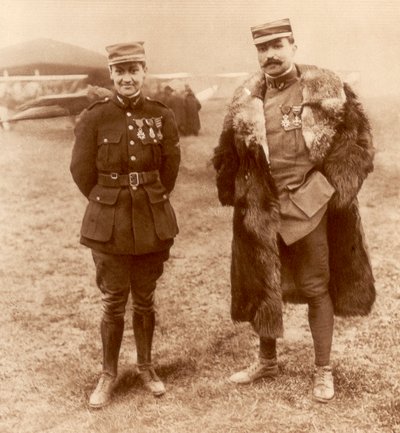 Teniente Georges Guynemer y Capitán Félix Brocard, pilotos de combate franceses de Unbekannt