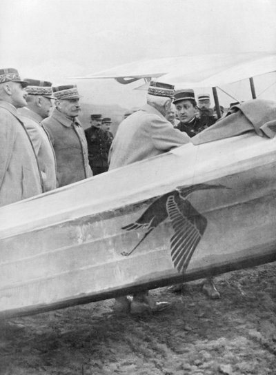 El teniente Georges Guynemer reuniéndose con generales franceses, 19 de febrero de 1917 de Unbekannt