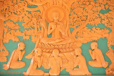 Vida de Buda. Buda con sus 5 discípulos en Benarés, Phnom Penh, Camboya de Unbekannt