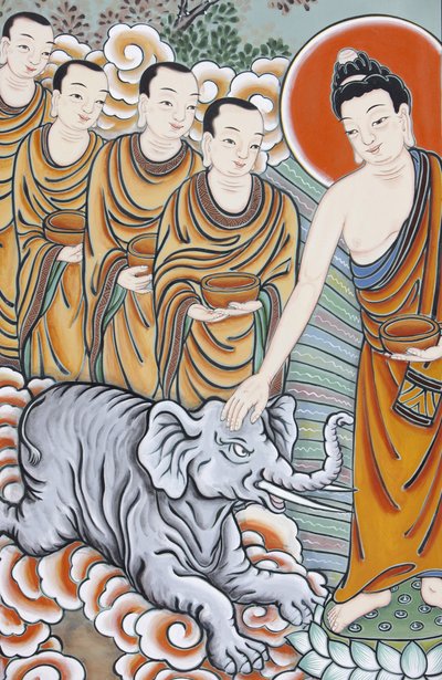 Vida de Buda. Domando a un elefante, Seúl, Corea del Sur de Unbekannt
